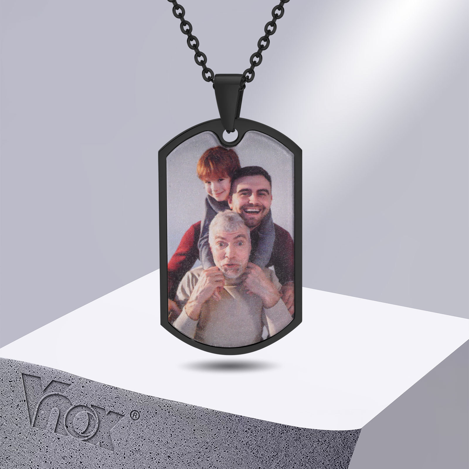 Mens Dog Tag Necklace - Vnox 무료 사용자 정의 사진 단어