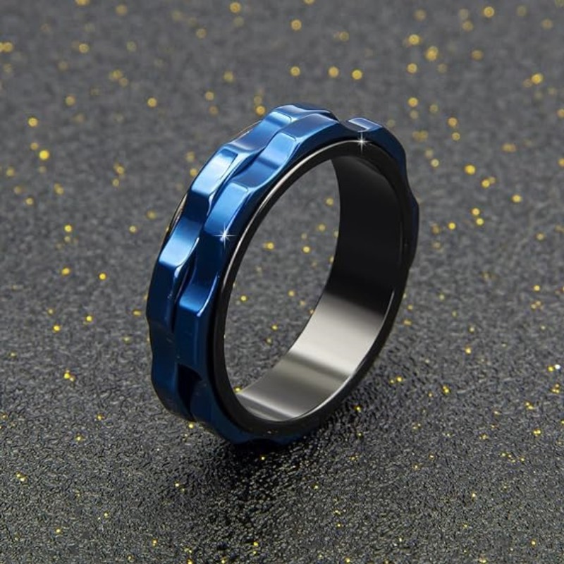 Titanium Steel Ring - 남성용 6mm 고광택 티타늄 스피너 링,