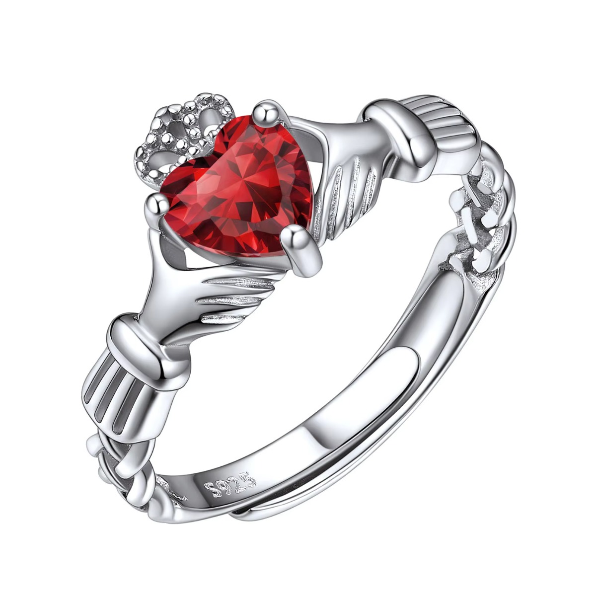 Birthstone Ring Set - U7 3mm 925 실버 Claddagh 반지
