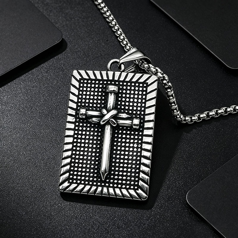 Mens Dog Tag Necklace - Fanshu 스테인레스 스틸 빈티지 도그 태그