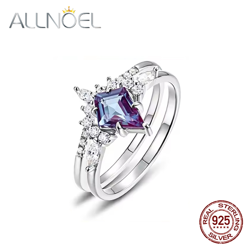 Birthstone Ring Set - ALLNOEL 연 컷 알렉산드라이트 925 실버