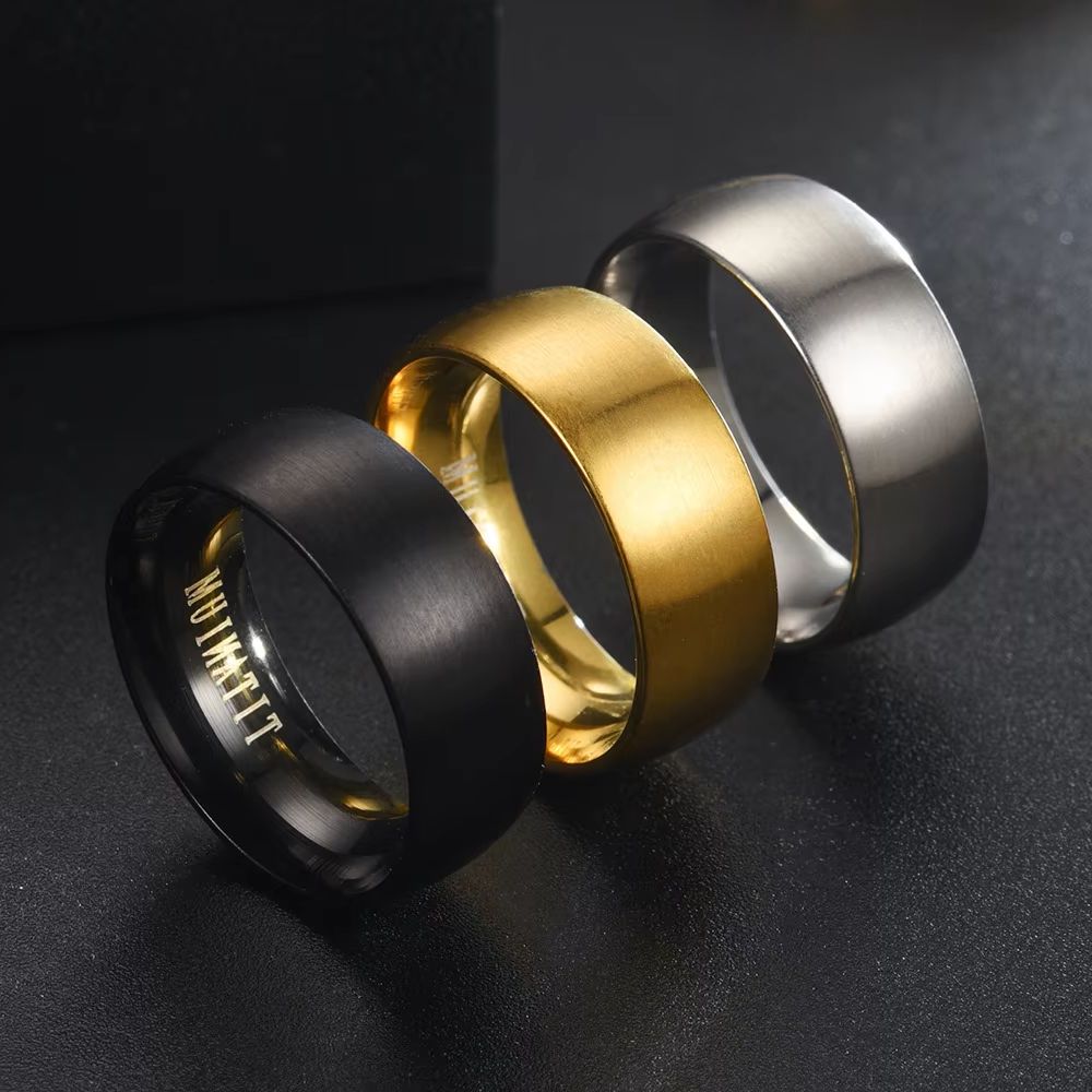 Titanium Steel Ring - 남성용 클래식 8mm 블랙 무광 티타늄