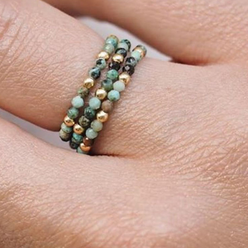 Birthstone Ring Set - 크리스탈 링 쌓을 수 있는 비드