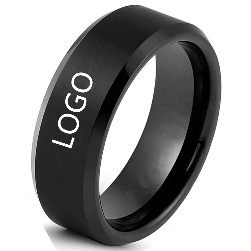 Titanium Steel Ring - 커스텀 로고 패턴 남성 반지 스테인리스