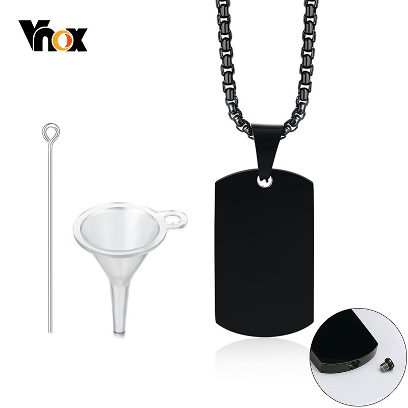 Mens Dog Tag Necklace - Vnox 남자 개 태그 컨테이너 펜던트