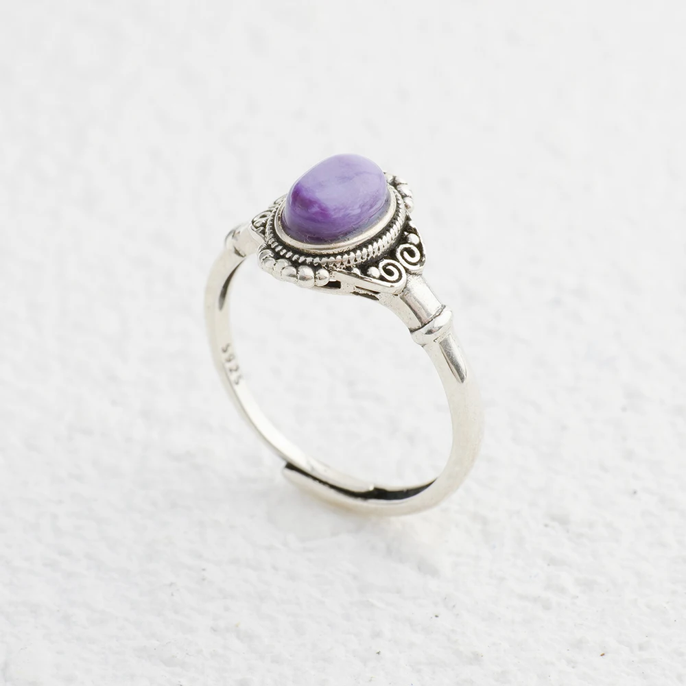 Birthstone Ring Set - 솔리드 925 실버 링 조절 가능한