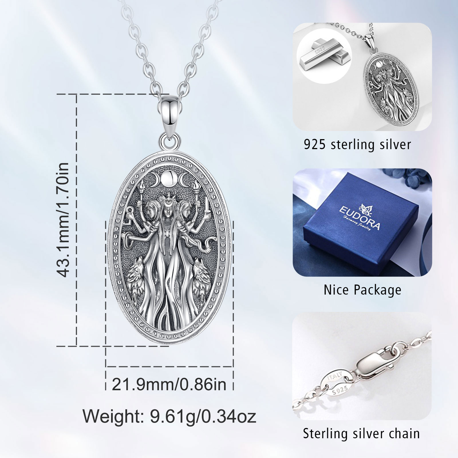 Eudora 925 스털링 실버 트리플 문 여신 목걸이 - Mens Dog Tag Necklace 리뷰 및 가격