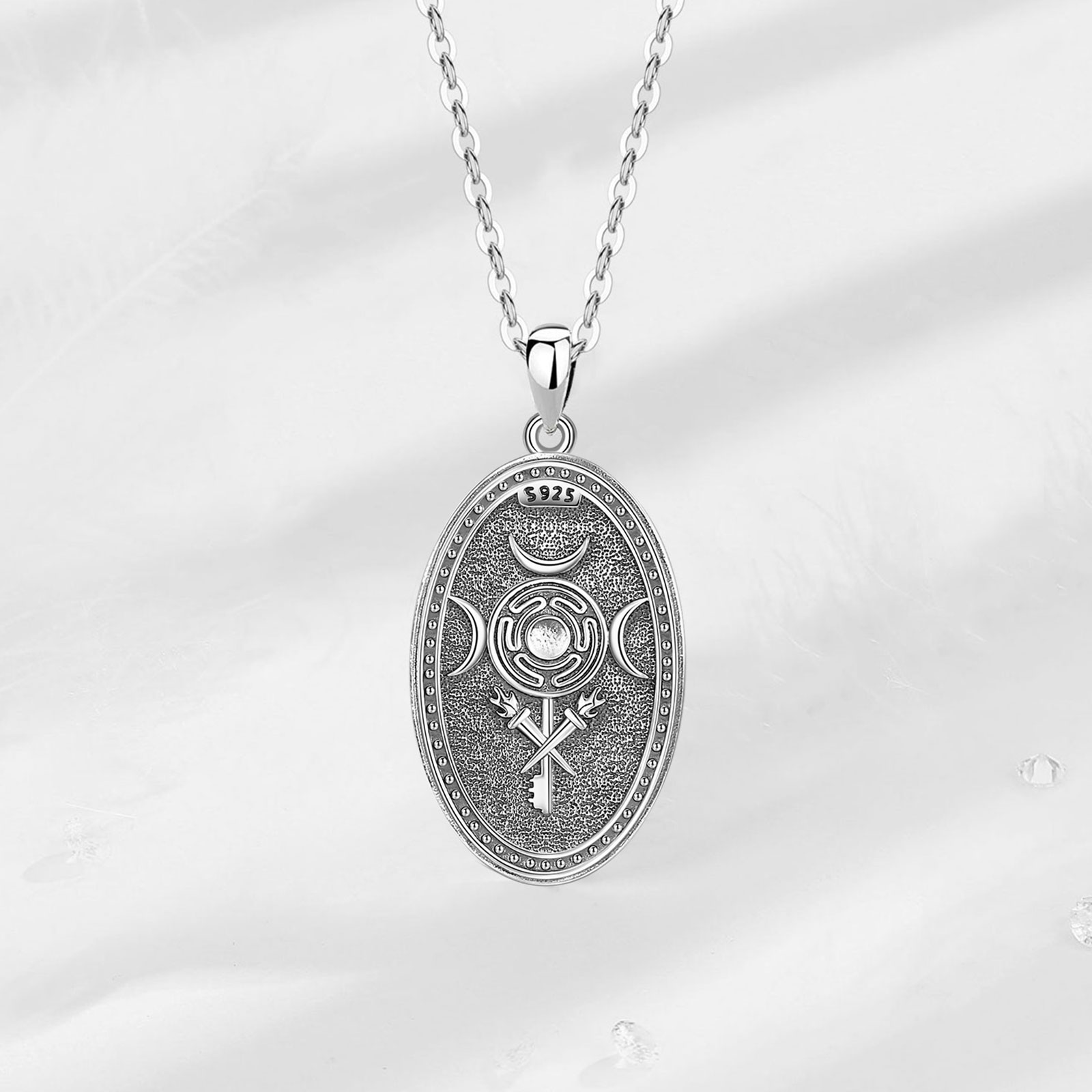 Eudora 925 스털링 실버 트리플 문 여신 목걸이 - Mens Dog Tag Necklace 리뷰 및 가격
