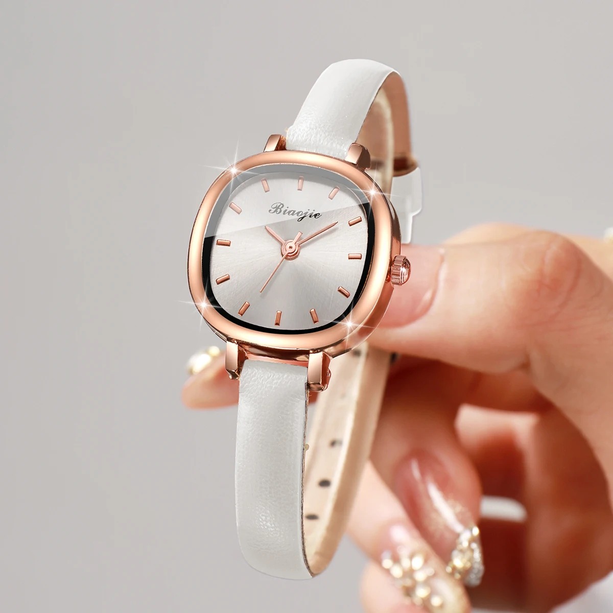 5PCS 패션 스퀘어 여성 쿼츠 시계 초극세 가죽 스트 - Fine Jewelry Watches Women 리뷰 및 가격