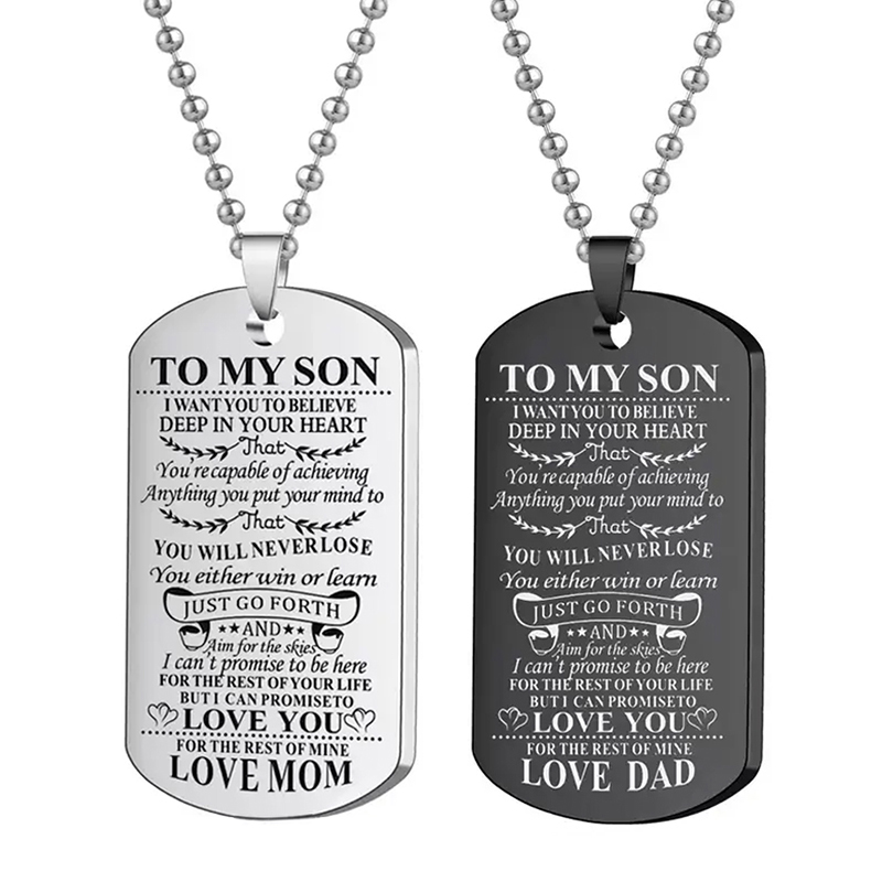 내 아들에게 영감을 주는 목걸이 블랙 실버 컬러 스테인 - Mens Dog Tag Necklace 리뷰 및 가격