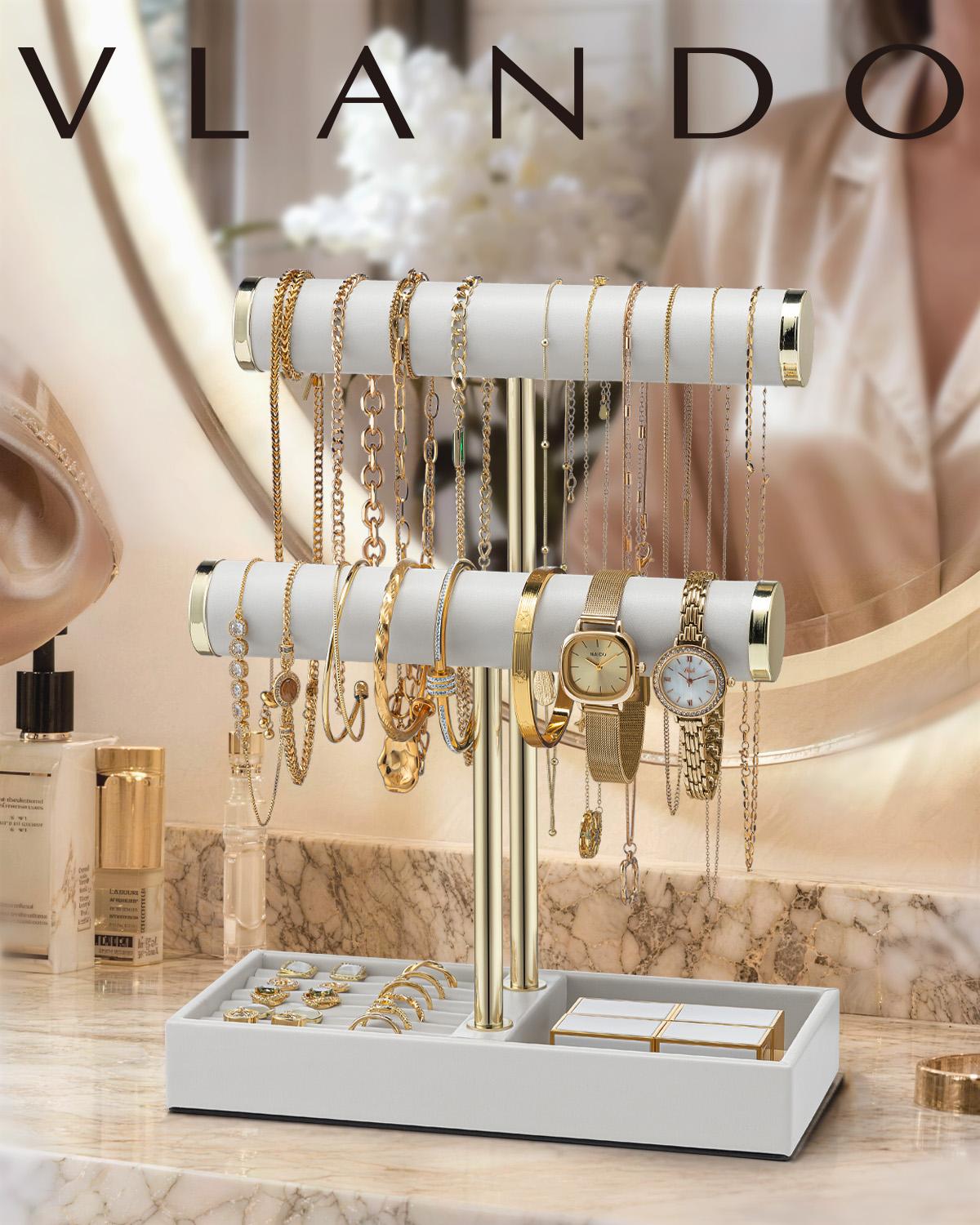 VLANDO 클래식 2/3단 인조 가죽 주얼리 정리대  - Jewelry Essentials Watches 리뷰 및 가격