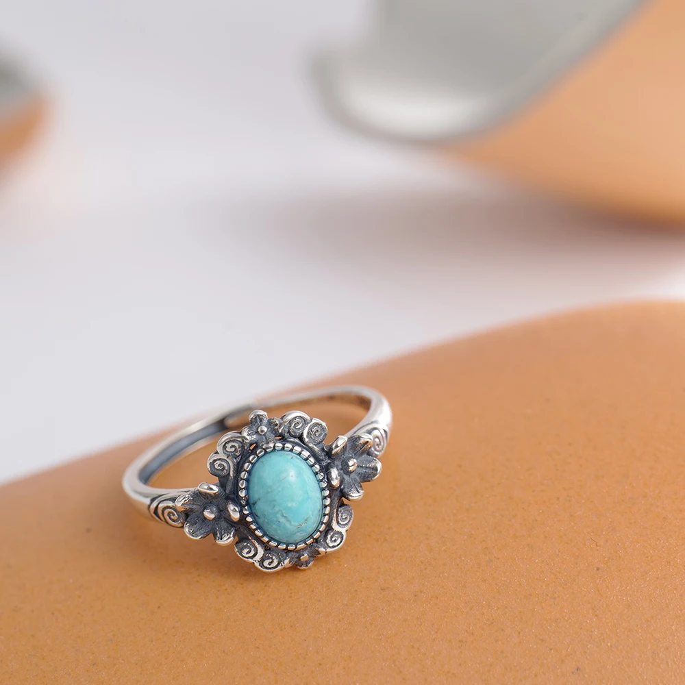 빈티지 925 실버 링 천연 터키석 조절 가능한 밴드  - Birthstone Ring Set 리뷰 및 가격