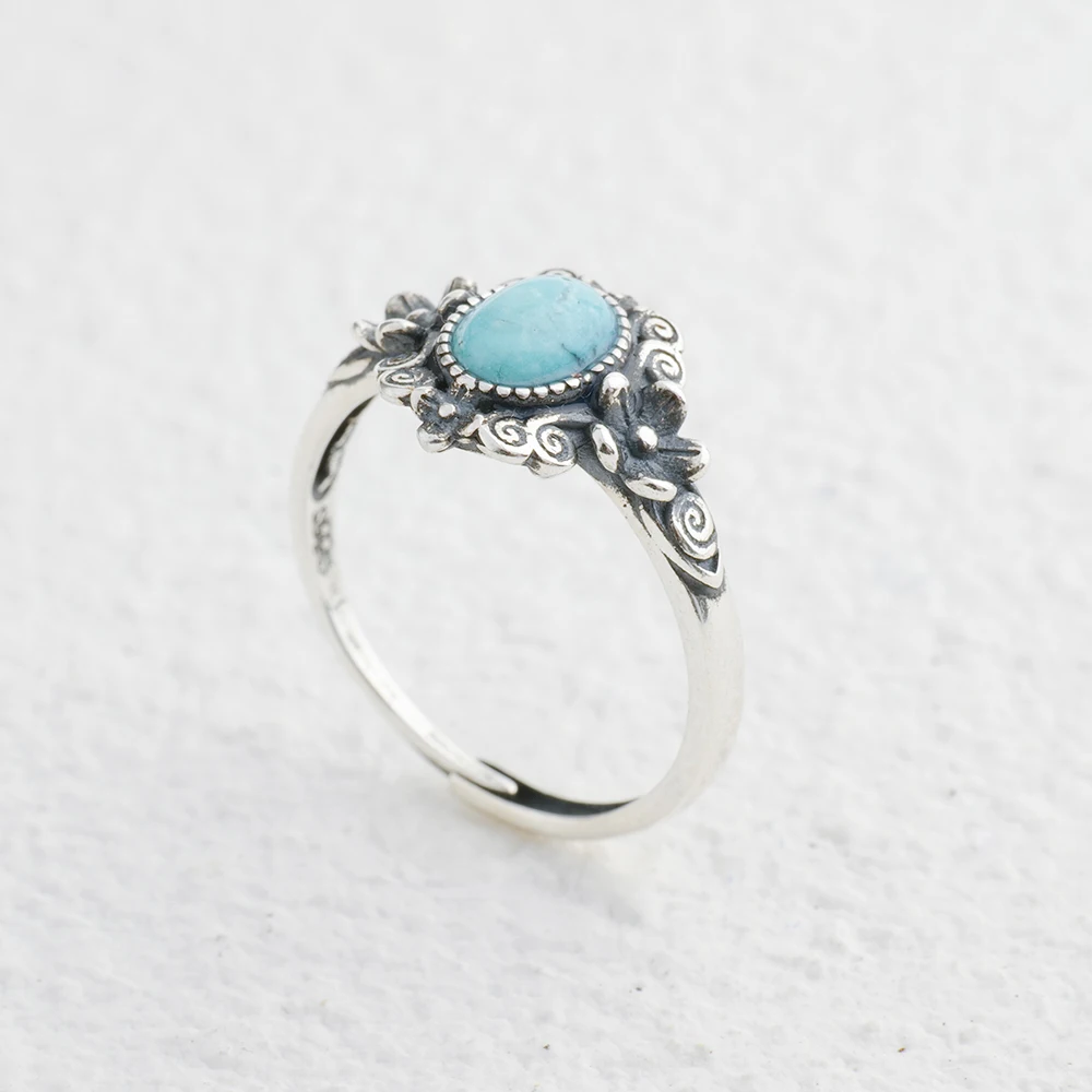 빈티지 925 실버 링 천연 터키석 조절 가능한 밴드  - Birthstone Ring Set 리뷰 및 가격
