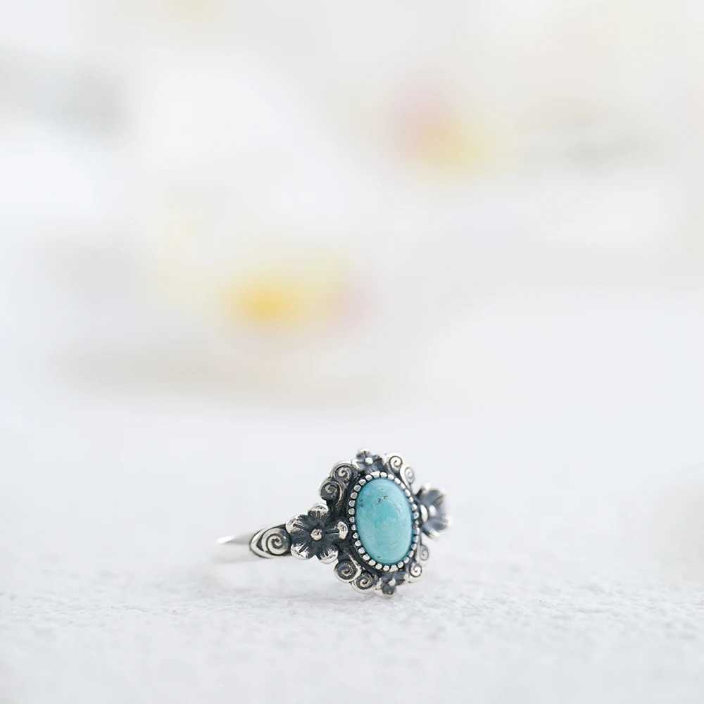 빈티지 925 실버 링 천연 터키석 조절 가능한 밴드  - Birthstone Ring Set 리뷰 및 가격