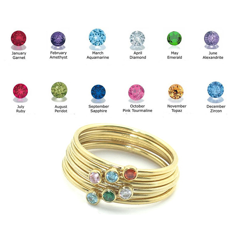 여성용 탄생석 반지, 14K 골드 채워진 너클 링, 보 - Birthstone Ring Set 리뷰 및 가격