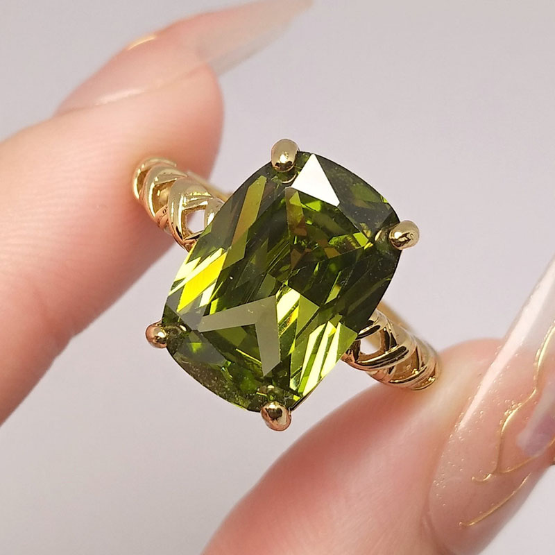 여성을위한 올리브 그린 크리스탈 스퀘어 스톤 오프닝 반 - Birthstone Ring Set 리뷰 및 가격