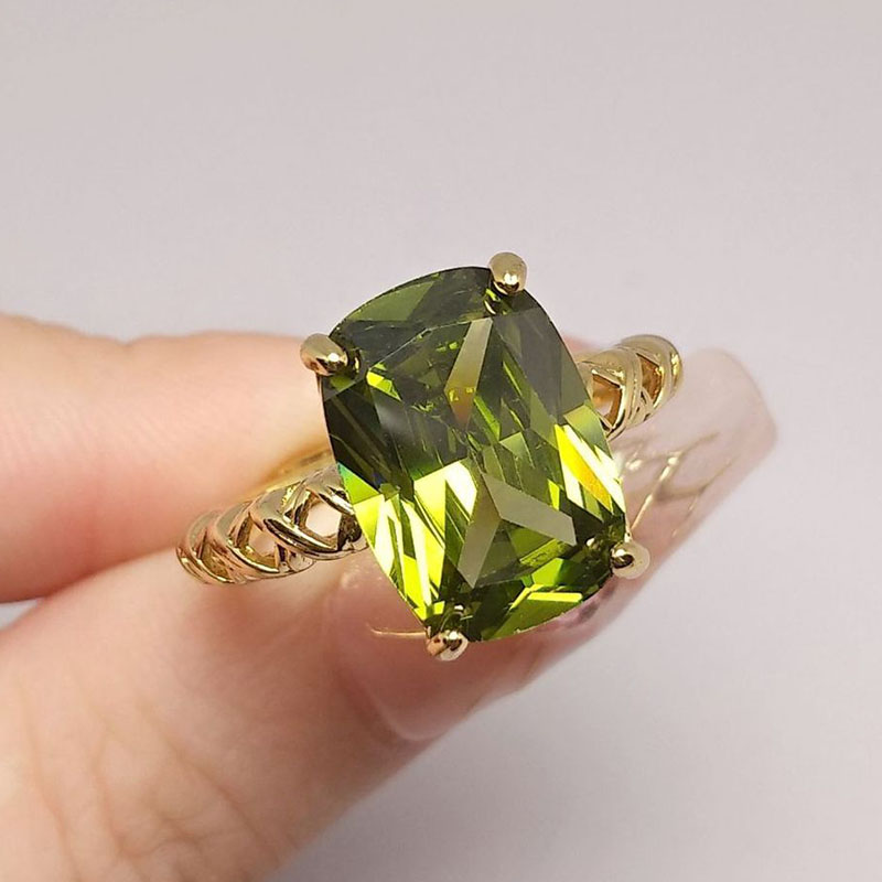 여성을위한 올리브 그린 크리스탈 스퀘어 스톤 오프닝 반 - Birthstone Ring Set 리뷰 및 가격