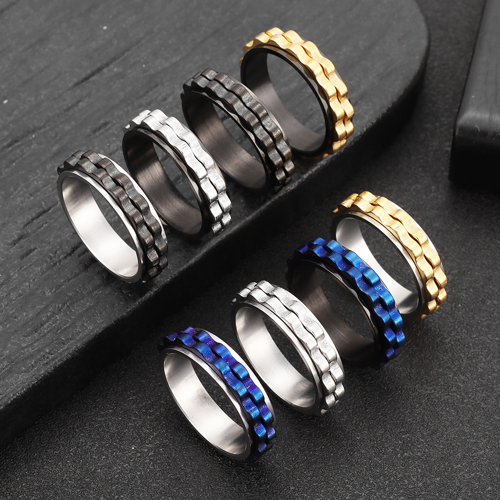 남성용 6mm 고광택 티타늄 스피너 링, 사각형 질감의 - Titanium Steel Ring 리뷰 및 가격