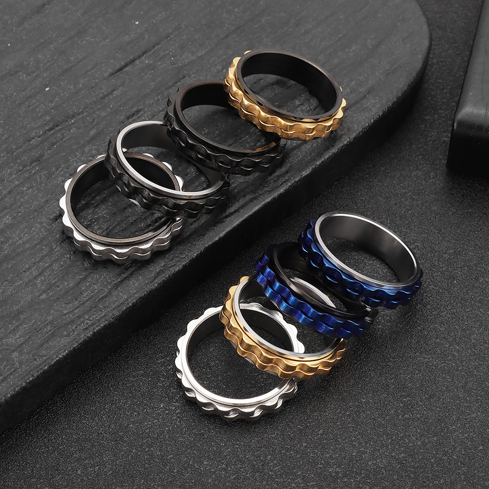 남성용 6mm 고광택 티타늄 스피너 링, 사각형 질감의 - Titanium Steel Ring 리뷰 및 가격