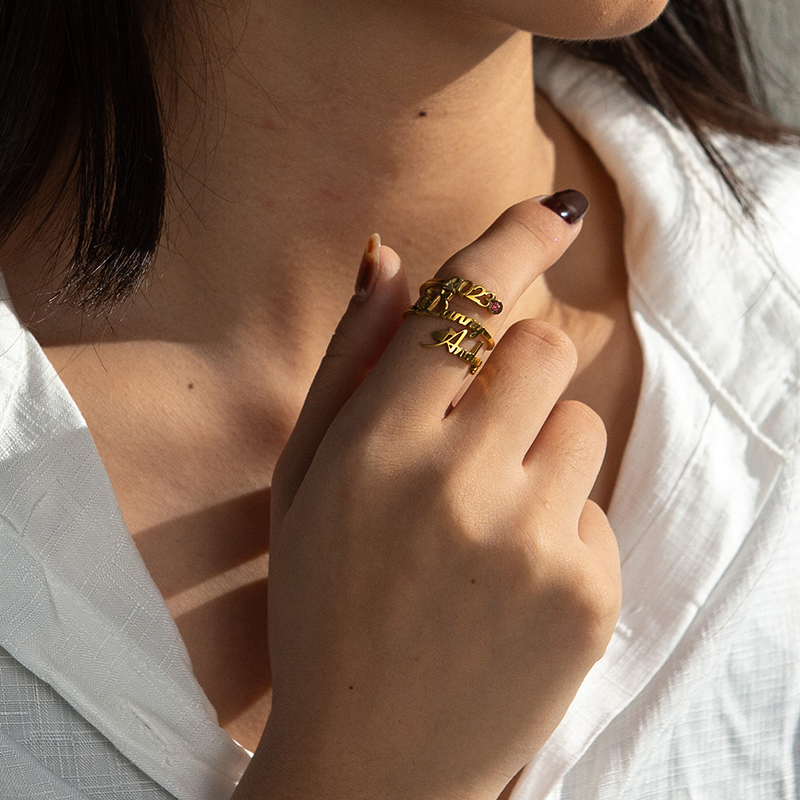Letdiffery 여성을위한 맞춤형 탄생석 이름 반지 - Birthstone Ring Set 리뷰 및 가격