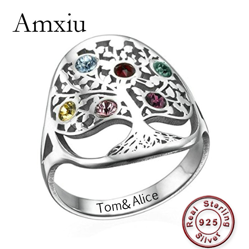 Amxiu 탄생석 개인 맞춤 나무 반지 가족 이름 반지 - Birthstone Ring Set 리뷰 및 가격