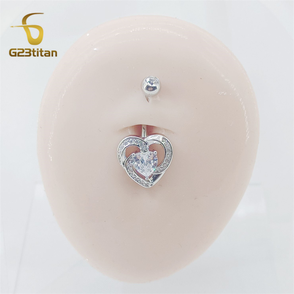 1.6mm 14G 티타늄 배꼽 링 지르콘 하트 댕글 C - Titanium Steel Ring 리뷰 및 가격