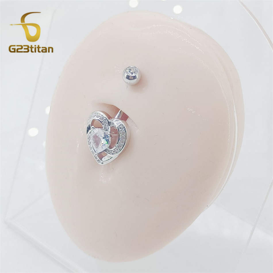 1.6mm 14G 티타늄 배꼽 링 지르콘 하트 댕글 C - Titanium Steel Ring 리뷰 및 가격