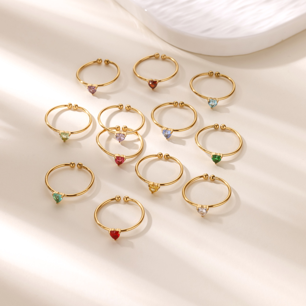 여성을위한 12 탄생석 지르코니아 하트 반지 스테인레스 - Birthstone Ring Set 리뷰 및 가격