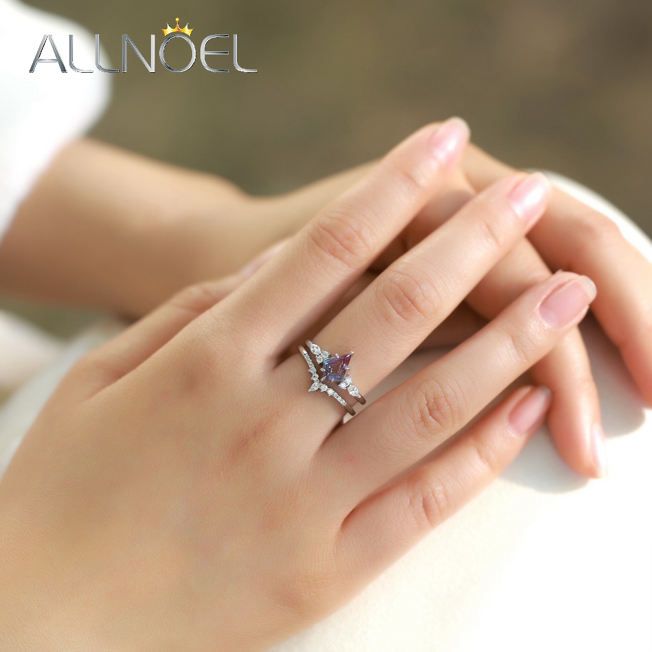 ALLNOEL 연 컷 알렉산드라이트 925 실버 반지, - Birthstone Ring Set 리뷰 및 가격