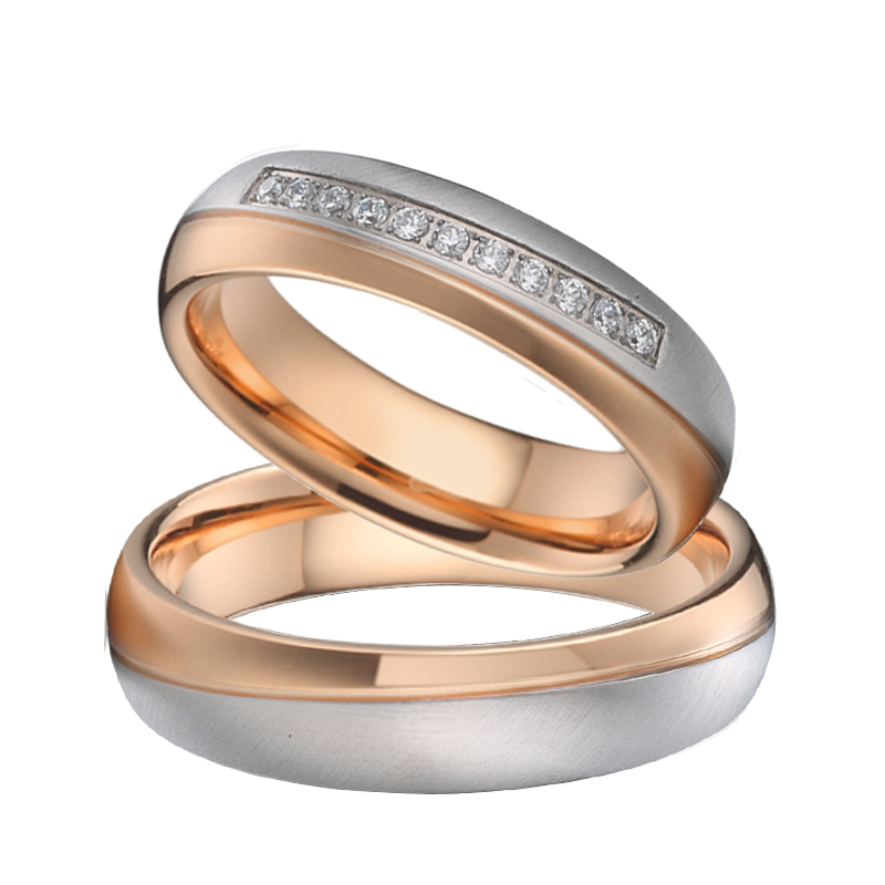 디자이너 수제 18K 로즈 골드 도금 결혼 반지 세트( - Titanium Steel Ring 리뷰 및 가격