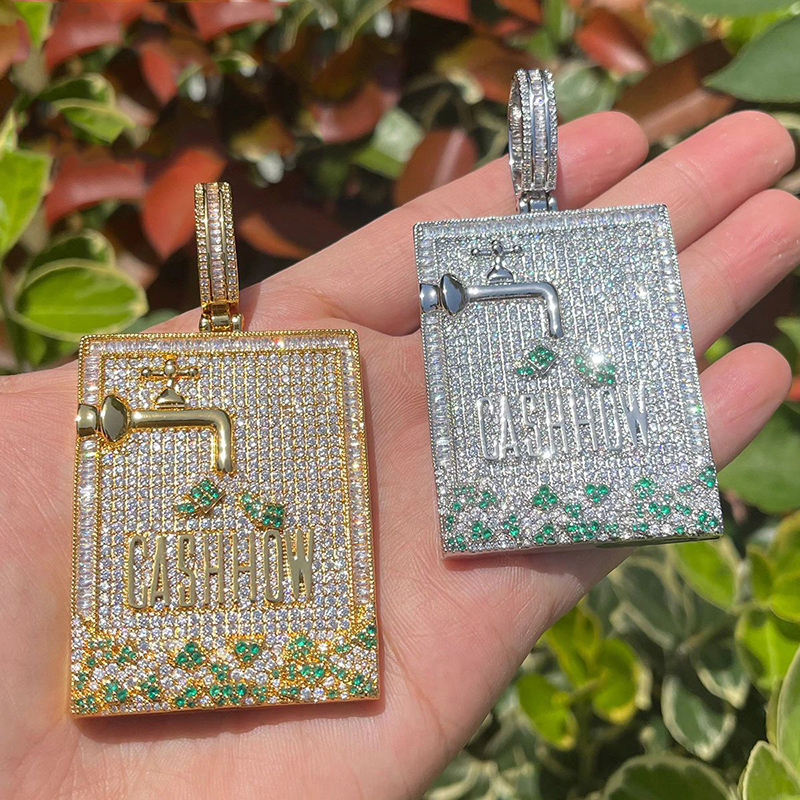 힙합 3A + CZ 스톤 포장 블링 아이스 캐시쇼 개  - Mens Dog Tag Necklace 리뷰 및 가격
