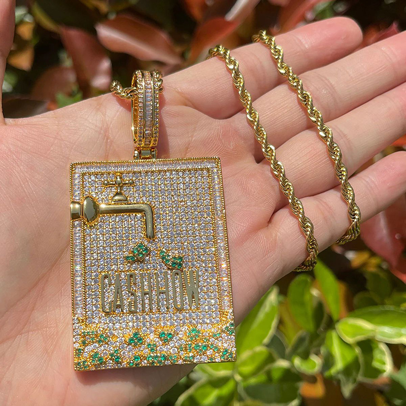 힙합 3A + CZ 스톤 포장 블링 아이스 캐시쇼 개  - Mens Dog Tag Necklace 리뷰 및 가격