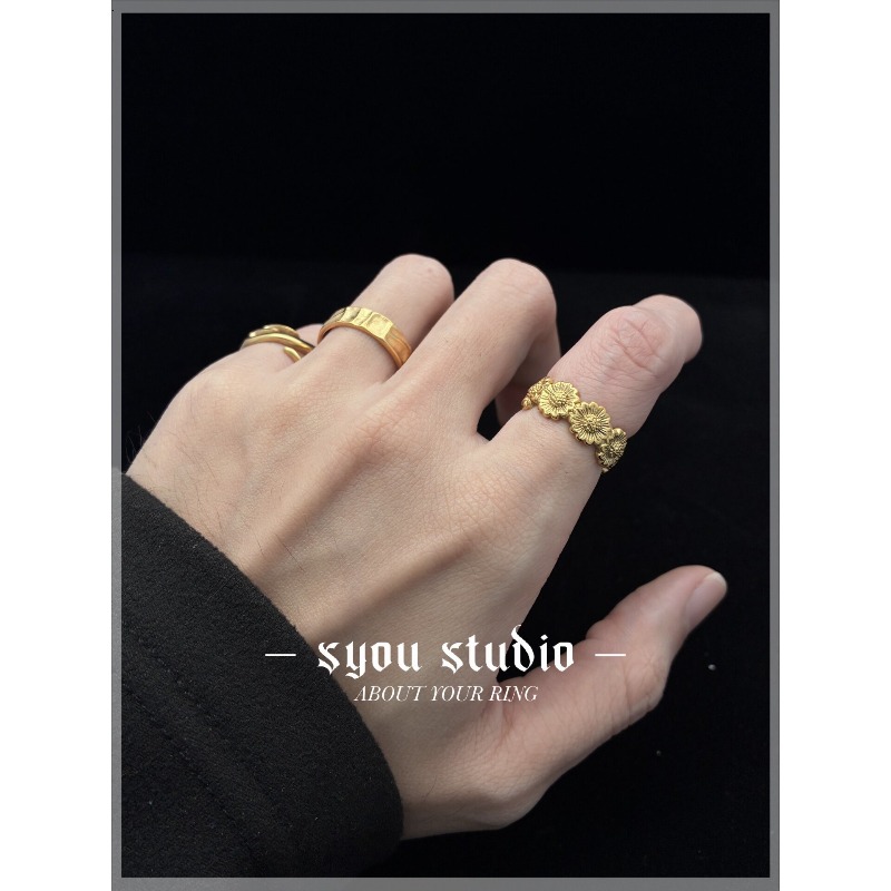 레트로 해바라기 커플링, 맞춤형 반지, 틈새 디자인,  - Titanium Steel Ring 리뷰 및 가격