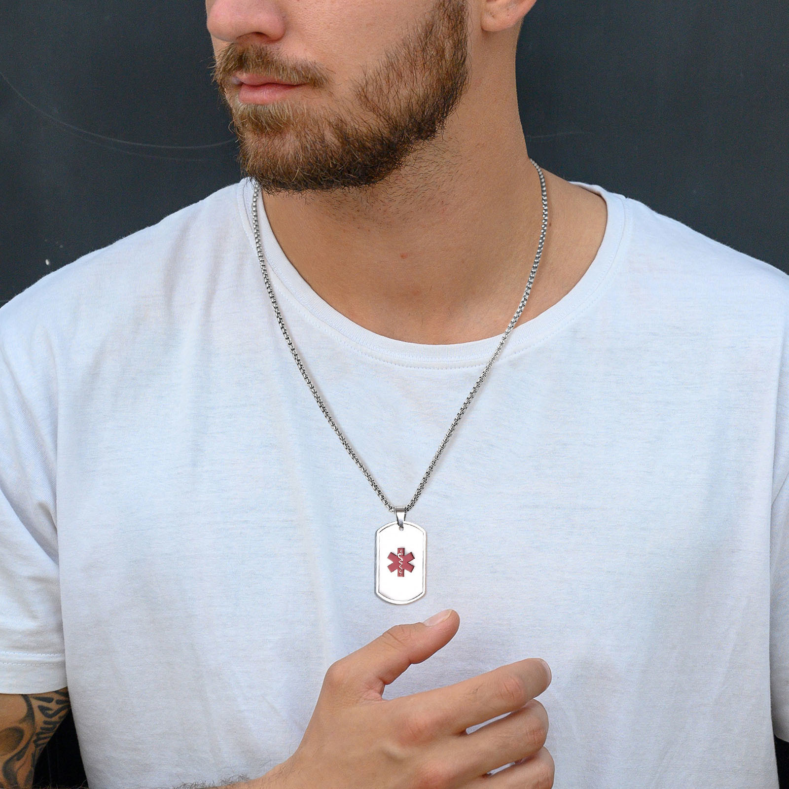 Vnox 남녀공용 의료 경고 ID 목걸이, 알레르기 방 - Mens Dog Tag Necklace 리뷰 및 가격