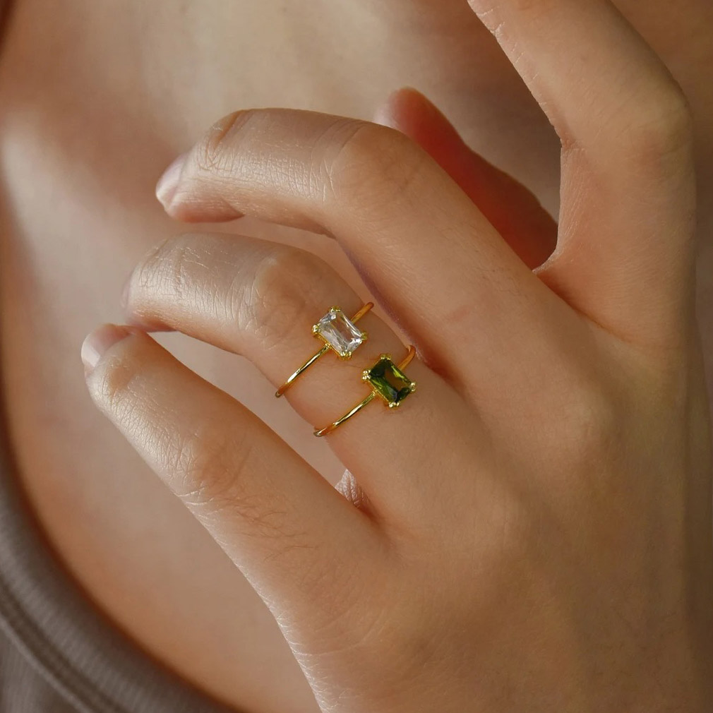 여성을위한 지르콘 탄생석 반지 골드 컬러 스테인레스 스 - Birthstone Ring Set 리뷰 및 가격