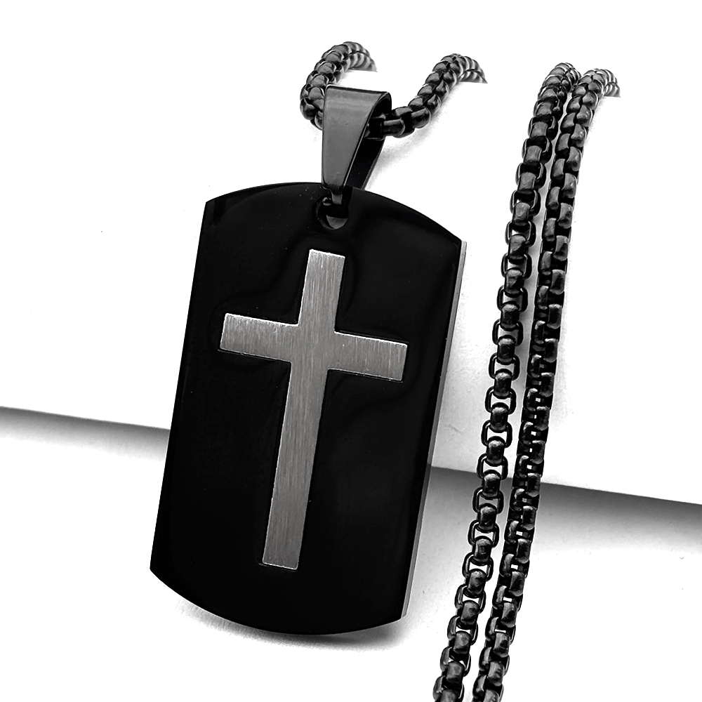 군대 투톤 크로스 체인 목걸이 여성 남성용 스테인리스  - Mens Dog Tag Necklace 리뷰 및 가격