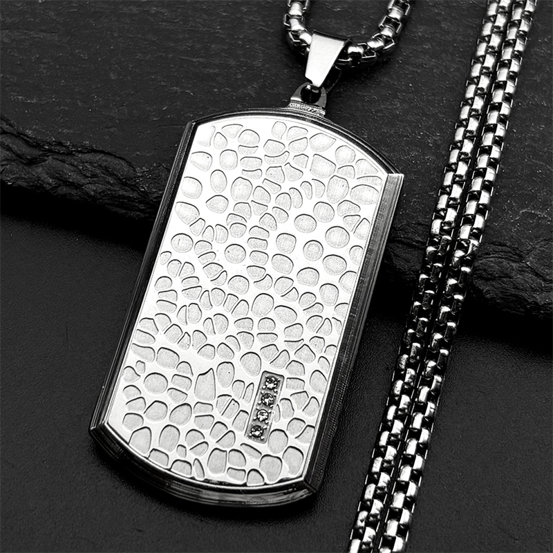 레트로 스테인리스 스틸 불규칙 패턴 도그 태그 펜던트  - Mens Dog Tag Necklace 리뷰 및 가격