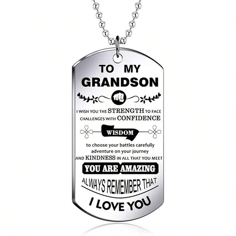 내 손자를위한 영감 목걸이 큰 실버 컬러 스테인레스 스 - Mens Dog Tag Necklace 리뷰 및 가격