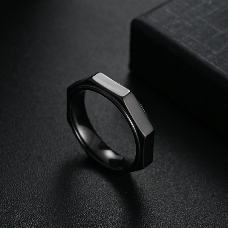 5MM 패션 육각형 티타늄 스틸 링 너트 모양 불안 완 - Titanium Steel Ring 리뷰 및 가격